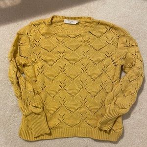 Yellow Detailed crew neck sweater in light cotton yarn by the brand Cream (UK)